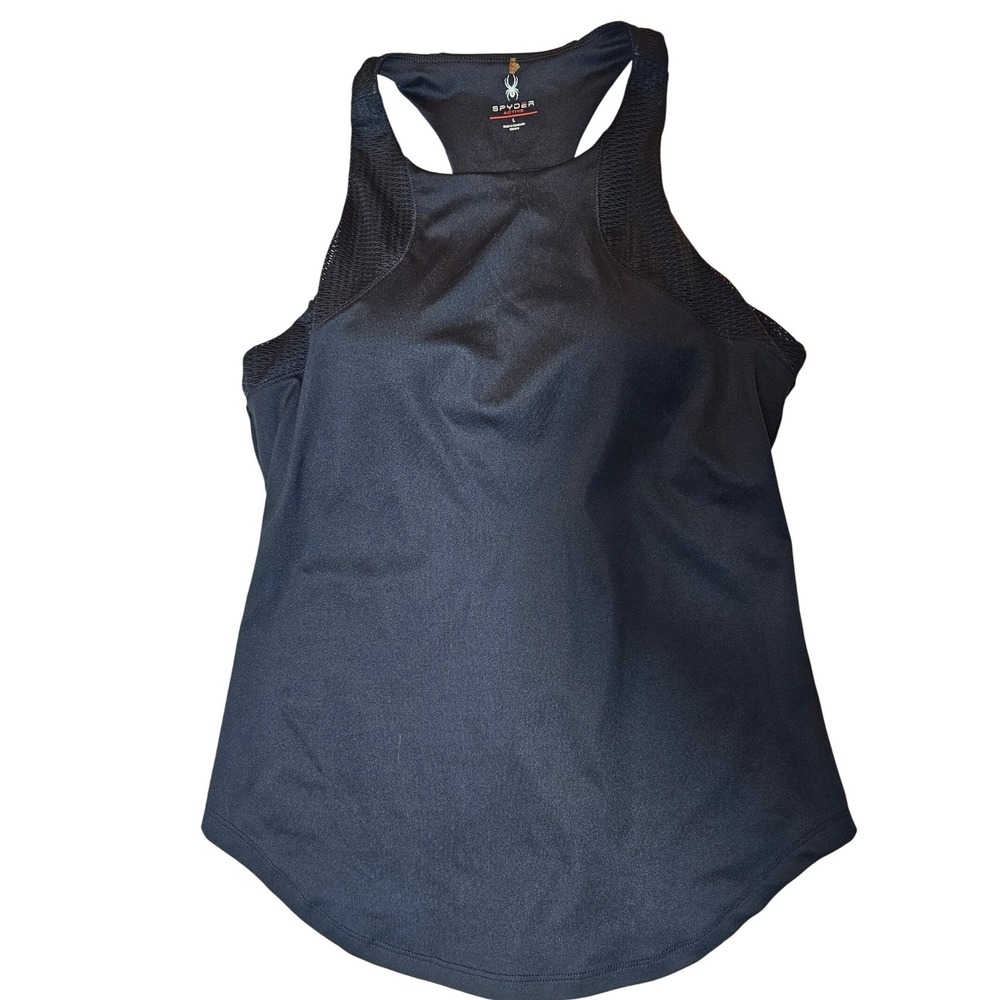 Spyder Active Womens Black Mesh Racerback Performance Tank Top Large RN63619